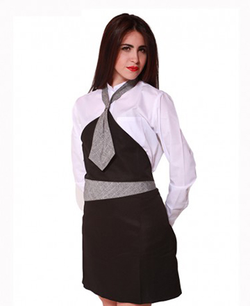 Grembiule donna con cravattino 100% poliestere, taglia unica, colore nero.