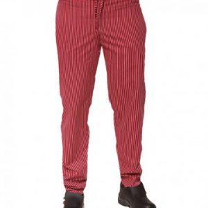 pantalone cuoco elastico gessato rosso